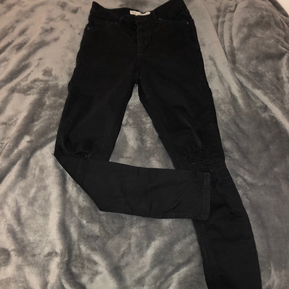Topshop Jamie High Waist Ripped Black Jeans